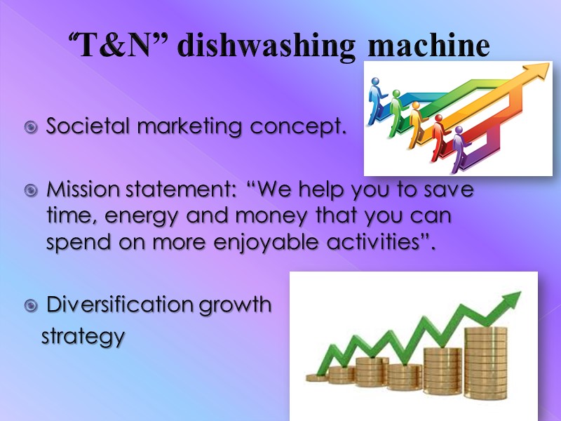 “T&N” dishwashing machine Societal marketing concept.  Mission statement: “We help you to save